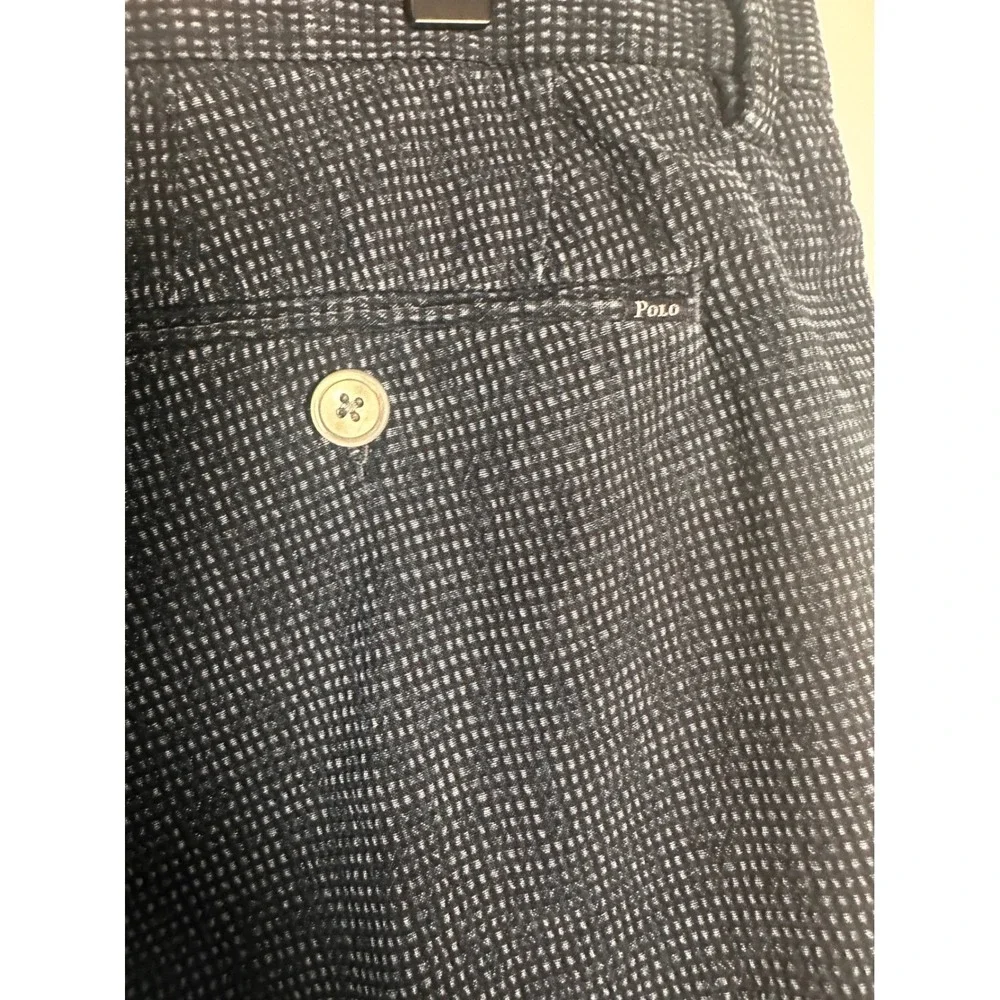 Polo Ralph Lauren Mens Navy Blue Micro Check Stretch Straight Fit Shorts Size 36